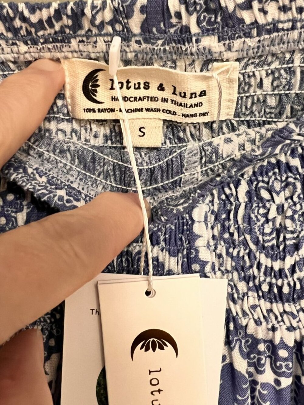 NWT Lotus and Luna Boho Harem Pants Blue Mandala Print Pockets Small - Picture 7 of 8
